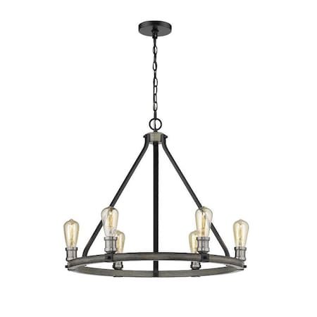 Z-Lite Kirkland 6 Light Chandelier, Ashen Barnboard 472-6ABB
